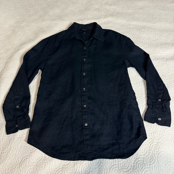 Club Monaco Navy 100% Linen Button Down Shirt - Picture 8 of 11
